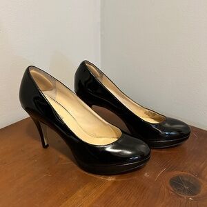 Enzo Angiolini Black Patent Platform Pumps Heels Size 7 Classic Stiletto